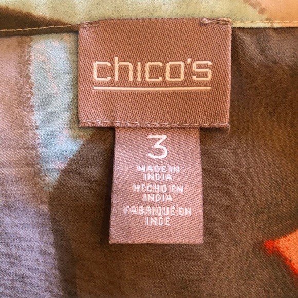 Chicos Popover Blouse with front tie Size 3 - Picture 3 of 4